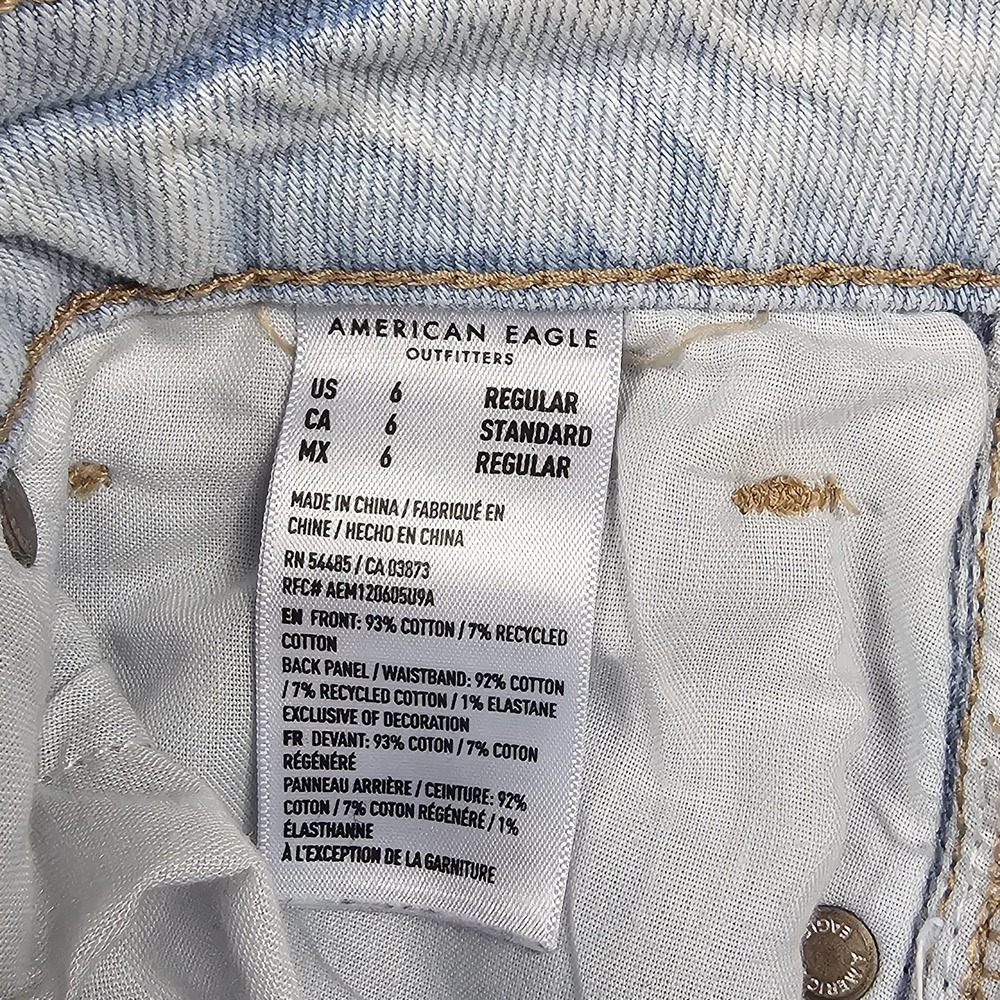 American Eagle Jeans Womens 6 Distressed Ripped High Rise Strigid Denim Pants‎ - Picture 8 of 11